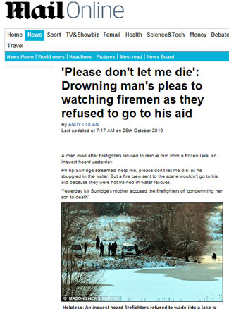 'Please don't let me die': Drowning man's pleas to watching firemen as they refused to go to his aid