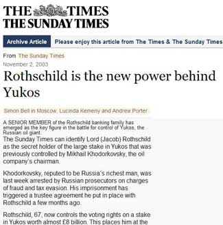 Rothschild is the new power behind Yukos