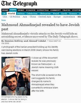 Mahmoud Alimadinejad revealed to have Jewish past