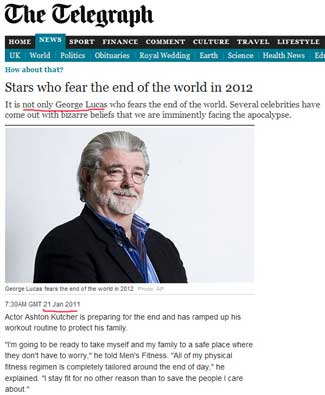 Stars who fear the end of the world in 2012