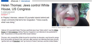 Helen Thomas: Jews control White House, US Congress
